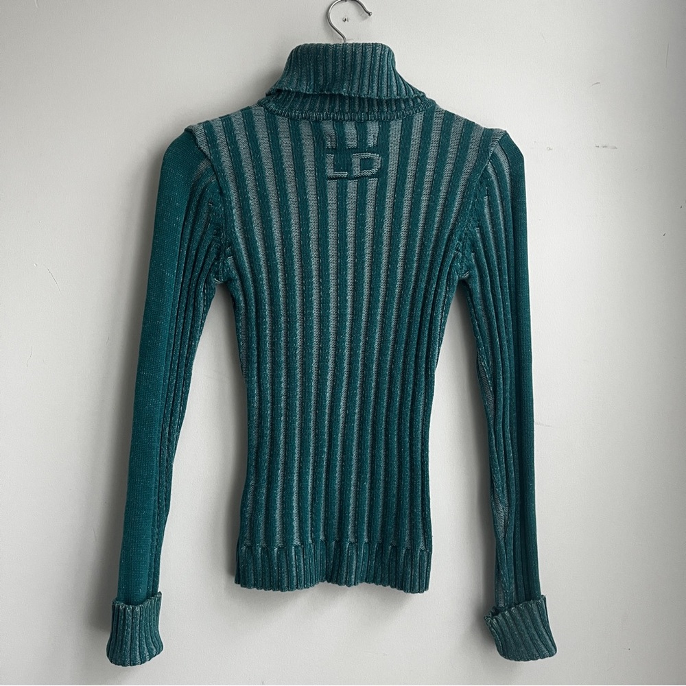 Y2K Lady Dutch Teal Turtleneck Sweater - Picture 8 of 9